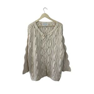 Vintage The Limited Medium / Large Sweater Hand Knit Crochet Cottagecore Womens